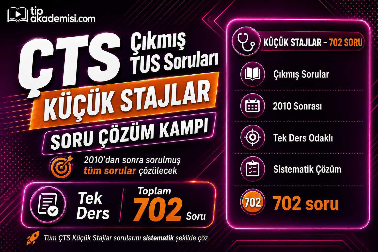 ÇTS Çıkmış Küçük Stajlar Soru Çözüm Paketi | TUS YDUS