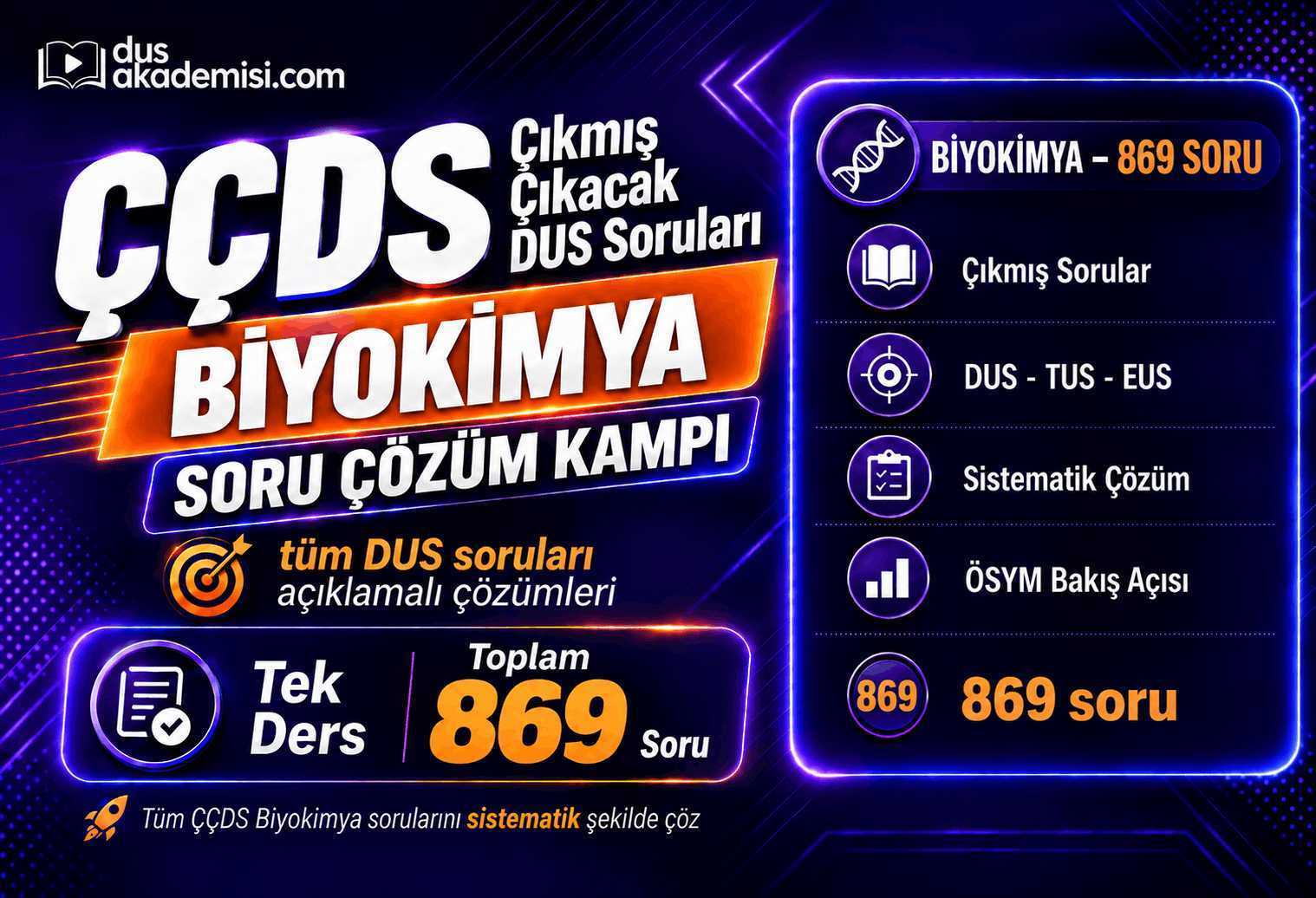 ÇÇDS Çıkmış Biyokimya ve Genetik Soru Çözüm Paketi | DUS TUS EUS