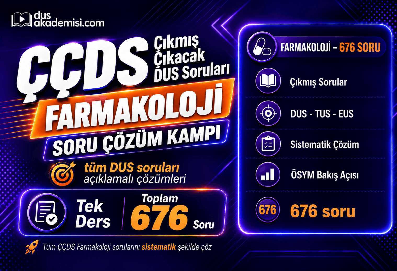 ÇÇDS Çıkmış Farmakoloji Soru Çözüm Paketi | DUS TUS EUS