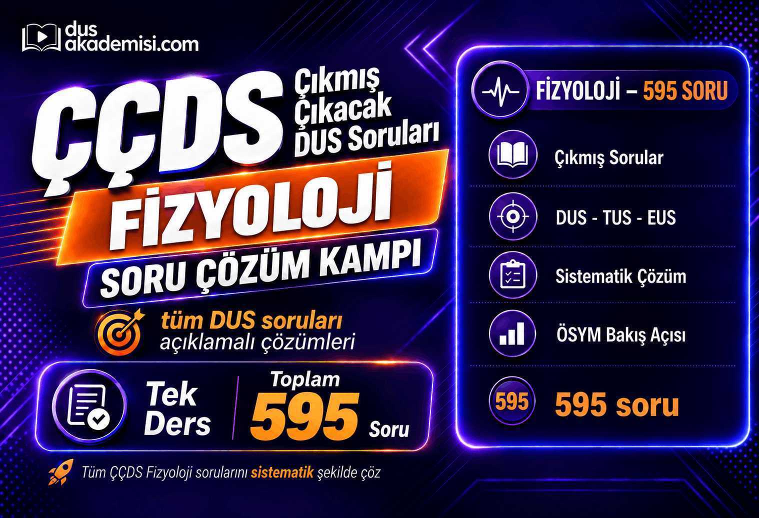 ÇÇDS Çıkmış Fizyoloji Histoloji Embriyoloji Soru Çözüm Paketi | DUS TUS EUS