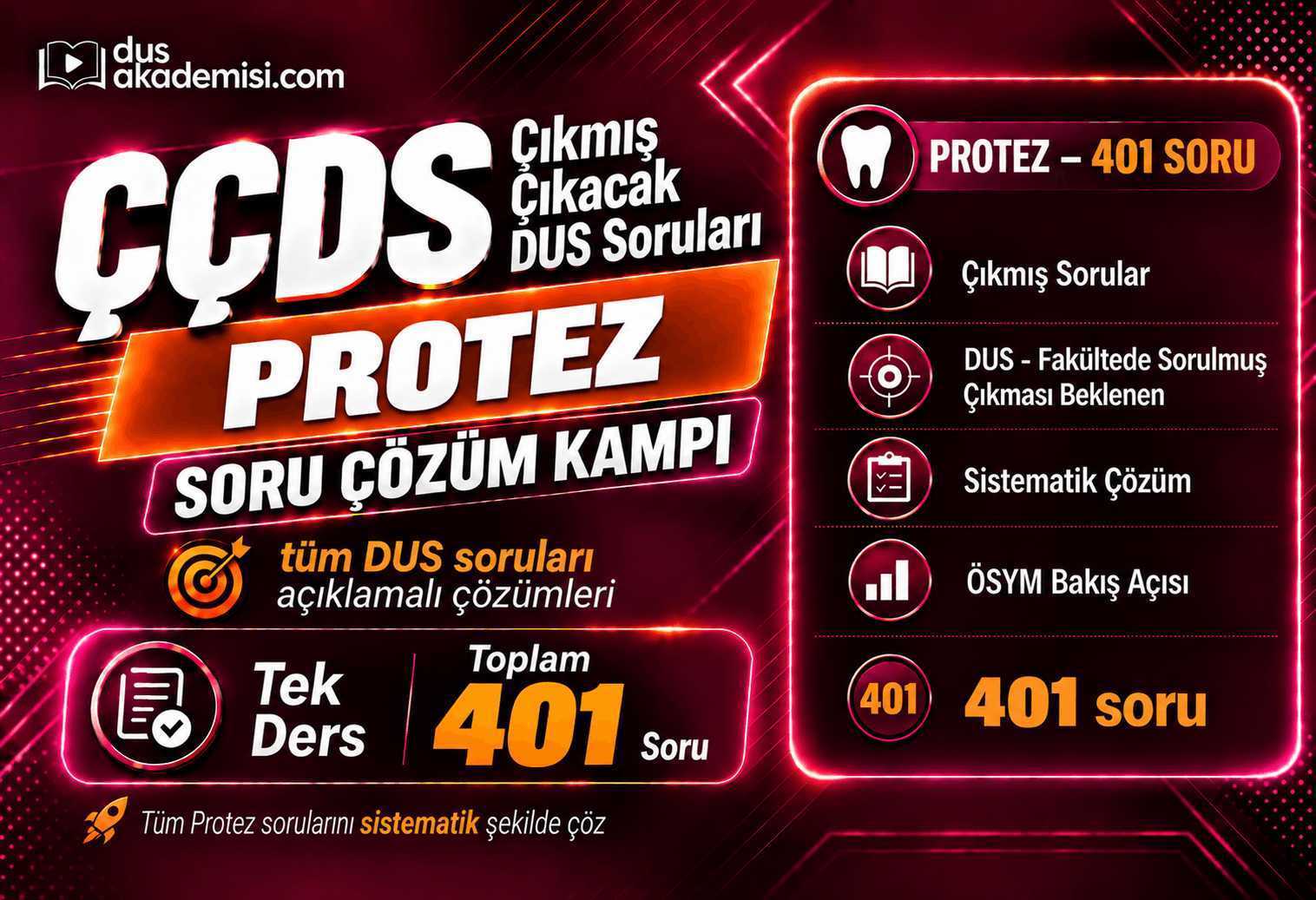 ÇÇDS Çıkmış Protetik Diş Tedavisi Soru Çözüm Paketi | DUS