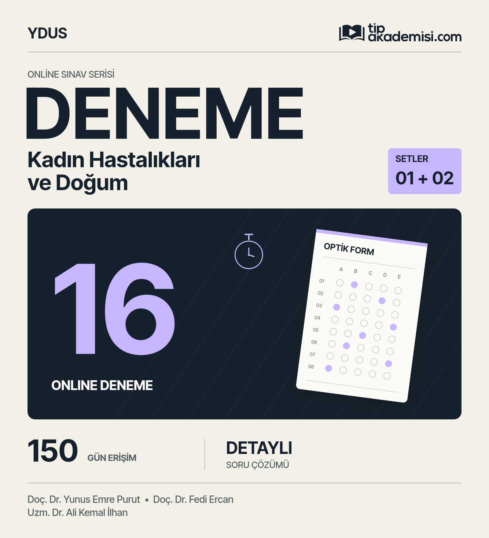YDUS Kadın Hastalıkları ve Doğum 1. ve 2. Online Deneme Seti (16 Deneme) — görsel 2
