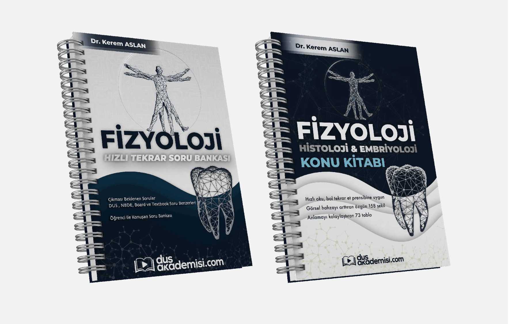 DUS Fizyoloji Histoloji ve Embriyoloji 2’li Set (Konu Kitabı + Soru Bankası)