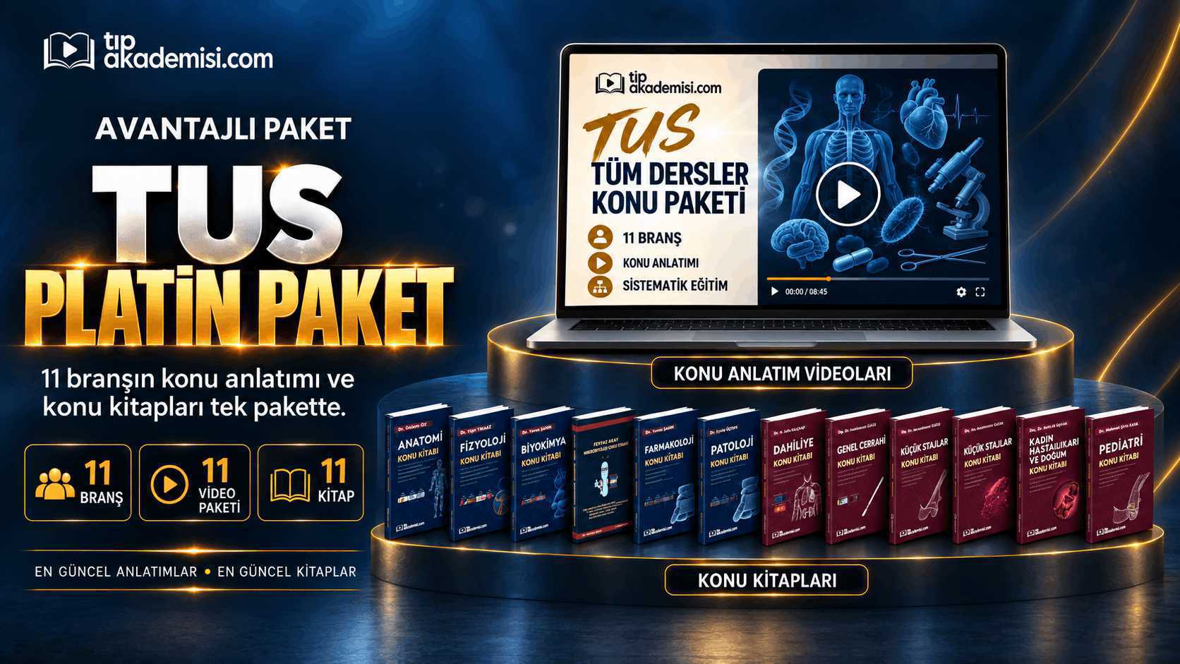 TUS Platin 11 Ders (Konu Anlatım Videoları + Konu Kitapları)