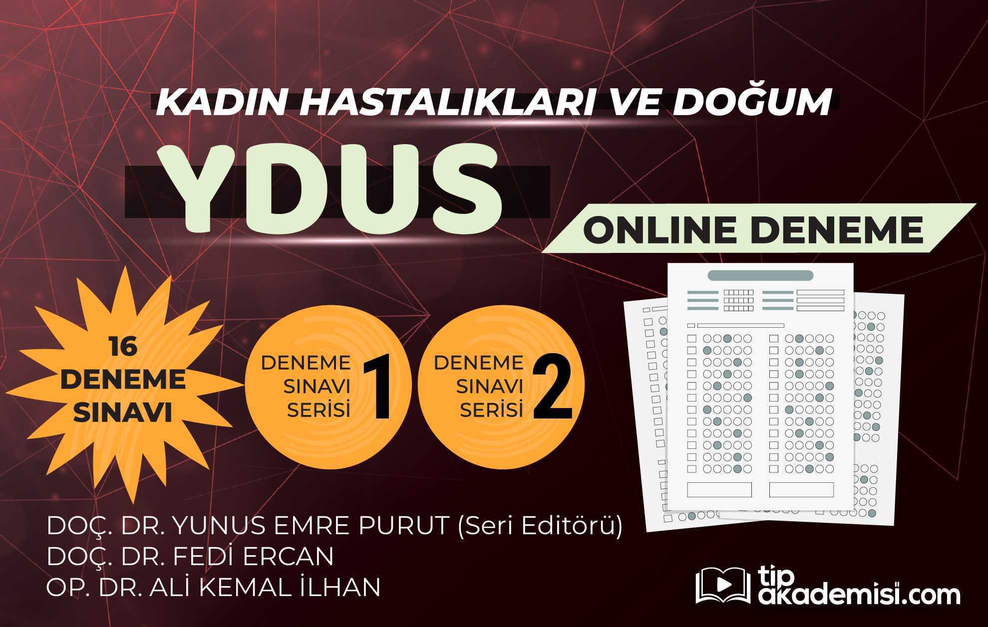 YDUS Kadın Hastalıkları ve Doğum 1. ve 2. Online Deneme Seti (16 Deneme)